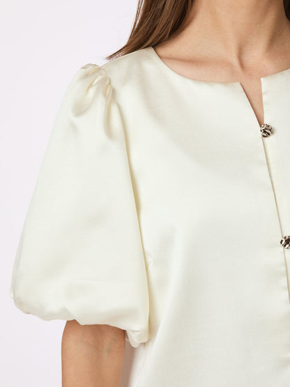 Aisa Dull Satin Blouse Ivory Neo Noir
