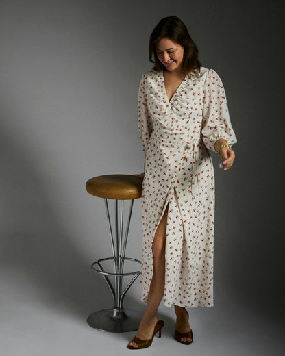 Malinga Simple Flower Dress Red Neo Noir