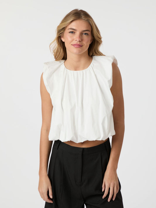 Ivania Poplin Top White Neo Noir