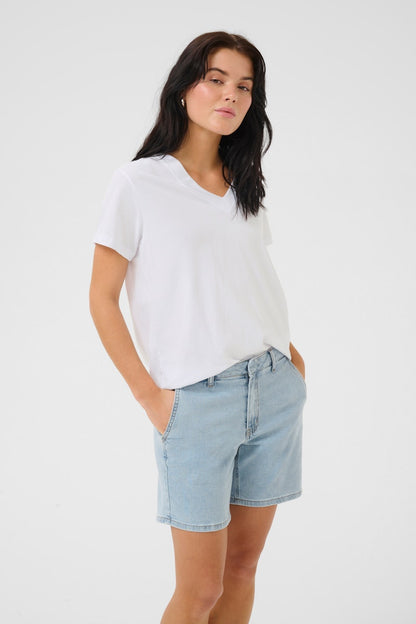 HanneMW V-Neck Tee Bright White My Essential Wardrobe