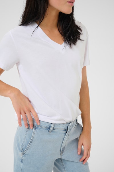 HanneMW V-Neck Tee Bright White My Essential Wardrobe