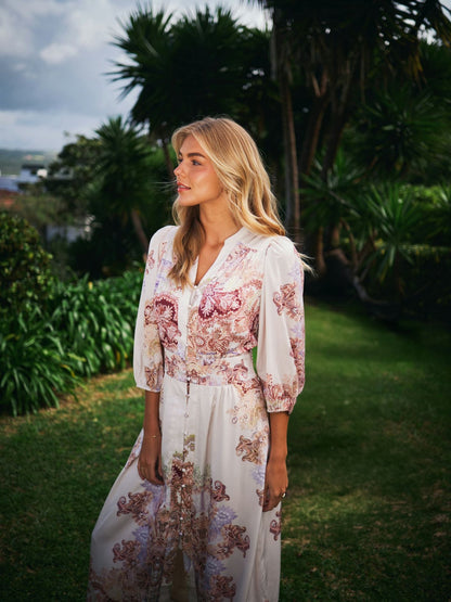 Stellar Artist Paisley Dress Ivory Neo Noir