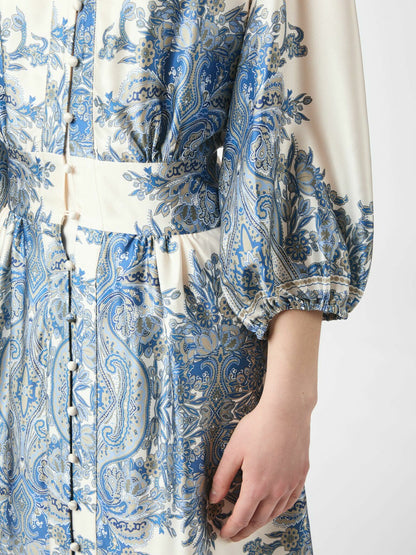 Stellar Artist Paisley Dress Ash Blue Neo Noir