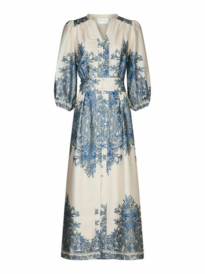 Stellar Artist Paisley Dress Ash Blue Neo Noir