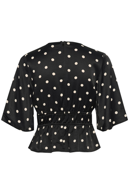Dotta P Blouse Black with Egret Dots Gestuz