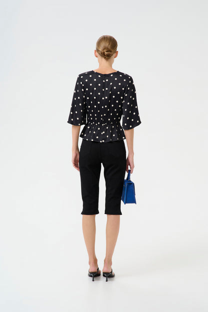 Dotta P Blouse Black with Egret Dots Gestuz