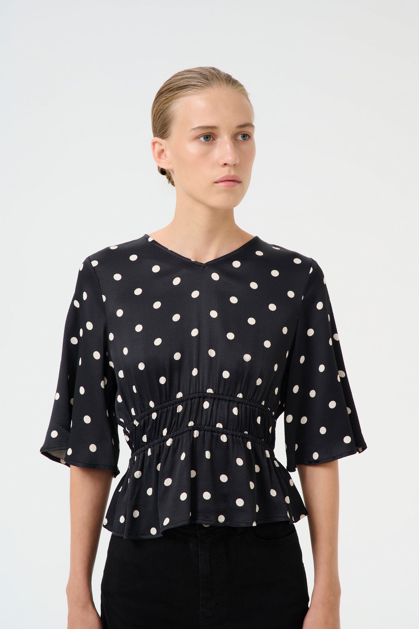 Dotta P Blouse Black with Egret Dots Gestuz