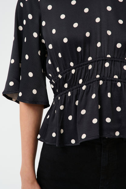 Dotta P Blouse Black with Egret Dots Gestuz