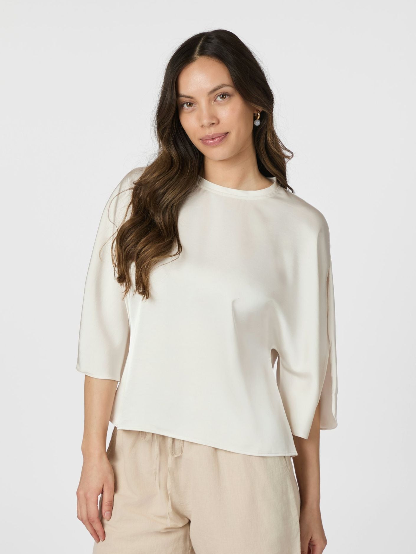 Liora Heavy Sateen Blouse Pearl Neo Noir