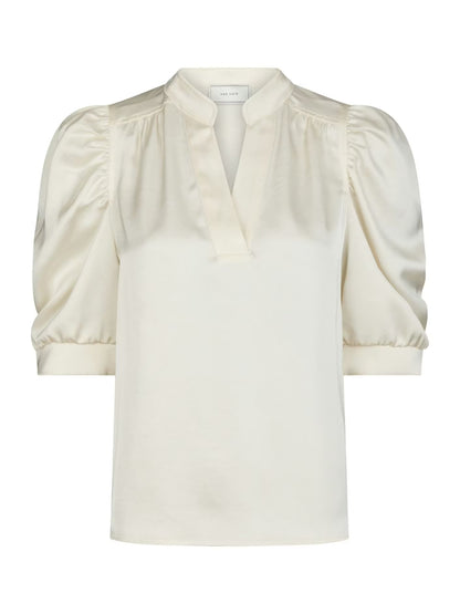 Roella Heavy Sateen Blouse Pearl Neo Noir