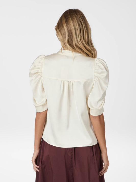 Roella Heavy Sateen Blouse Pearl Neo Noir