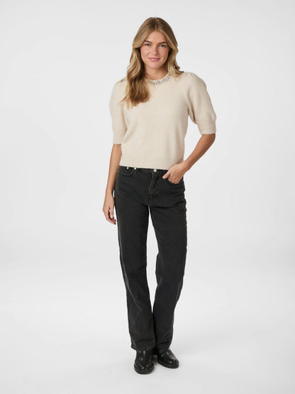 Maia Stone Knit Blouse Ivory Neo Noir