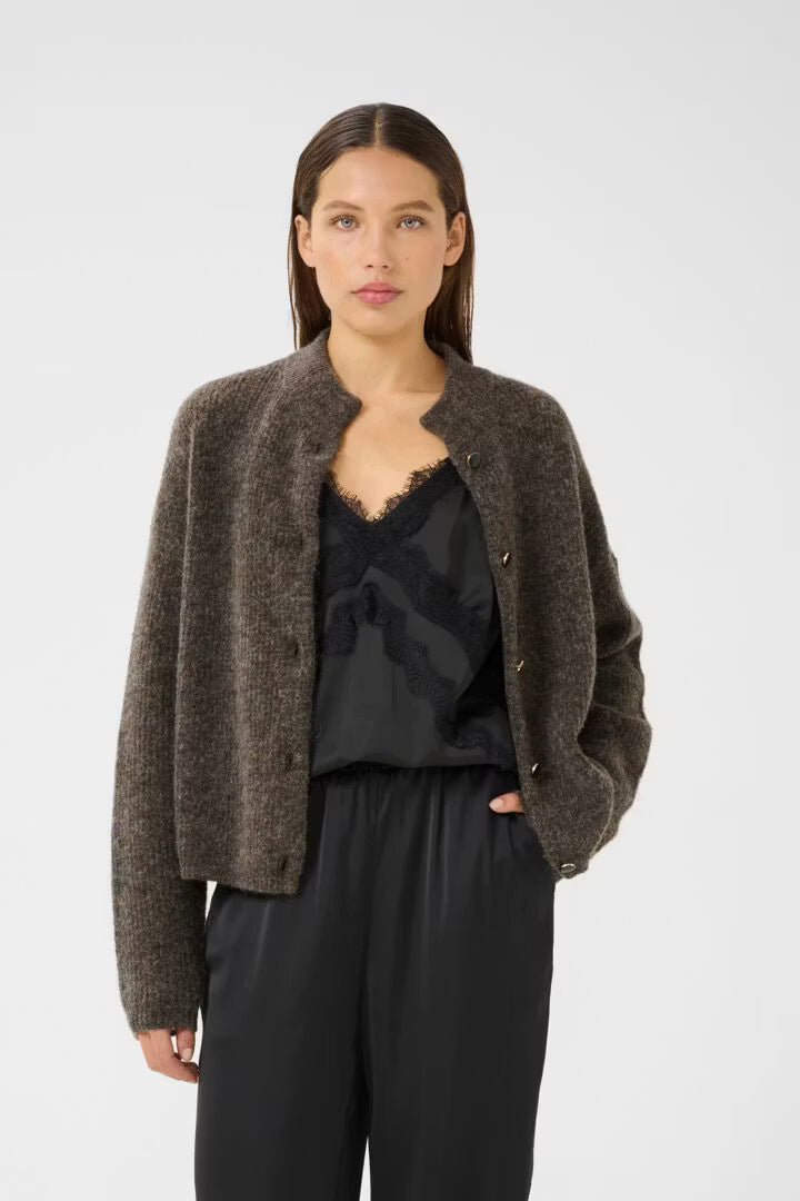 AlphaGZ Short Cardigan Chestnut Melange Gestuz