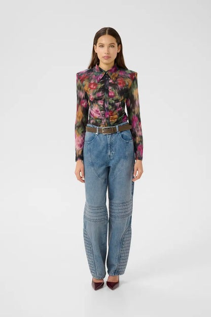Fadia P Shirt Red Faded Flower Gestuz