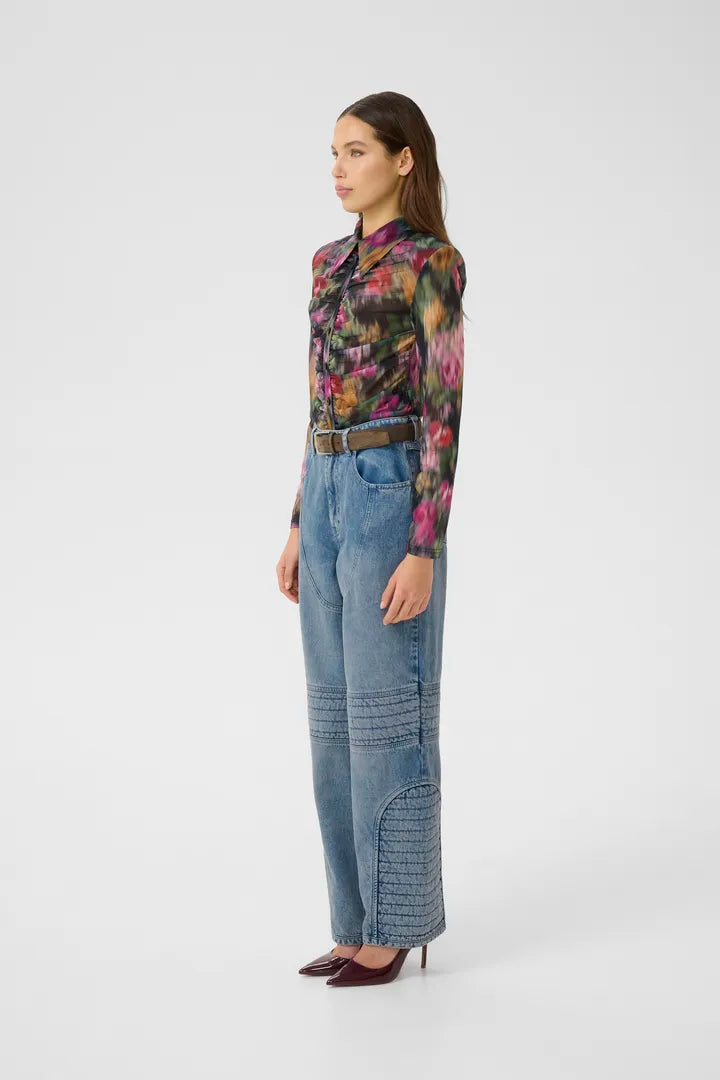 Fadia P Shirt Red Faded Flower Gestuz