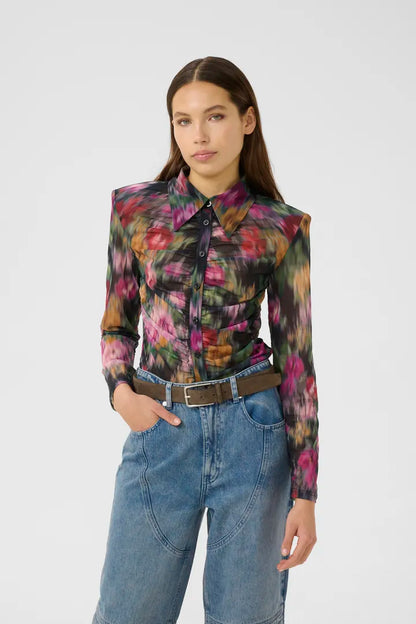 Fadia P Shirt Red Faded Flower Gestuz