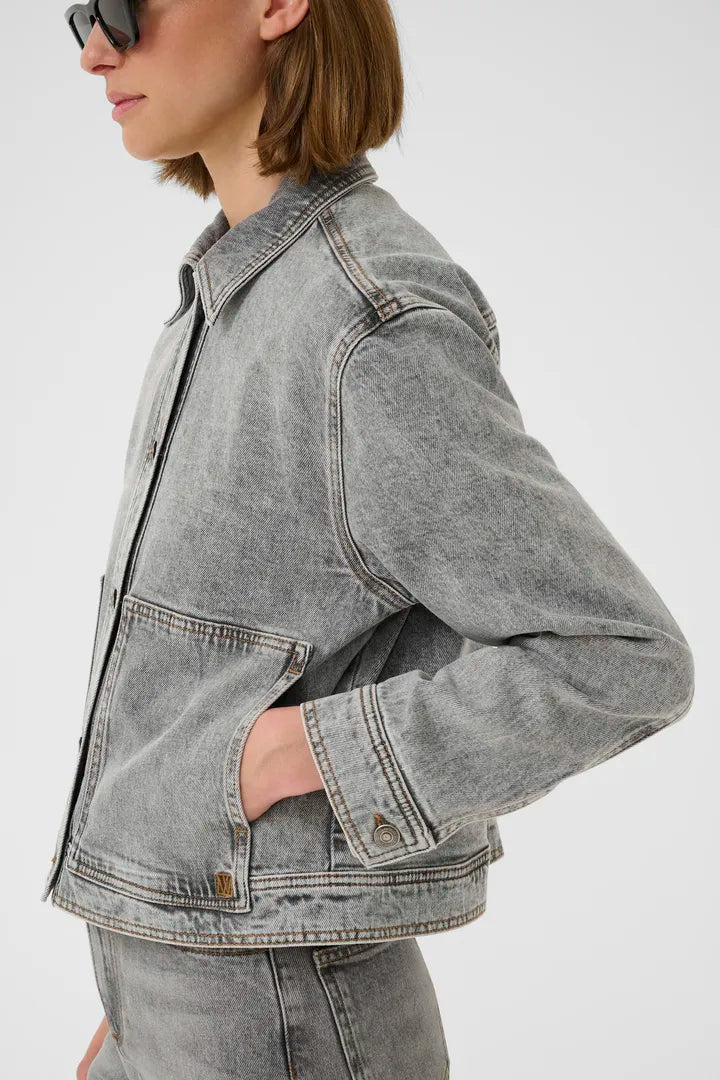 NanasIW Denim Jacket Light Grey Wash Denim InWear