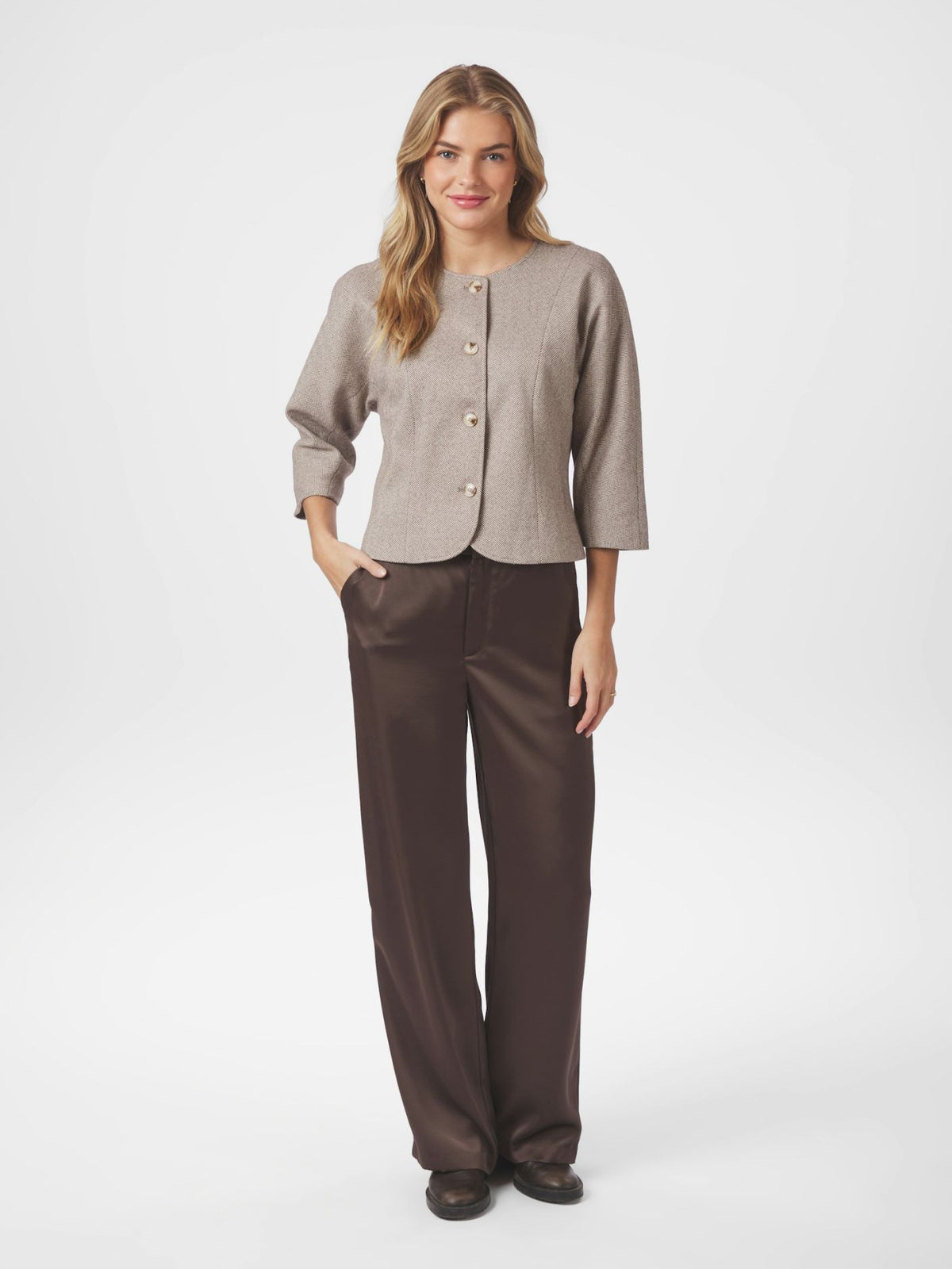 Emmett Heavy Sateen Pants Dark Brown Neo Noir
