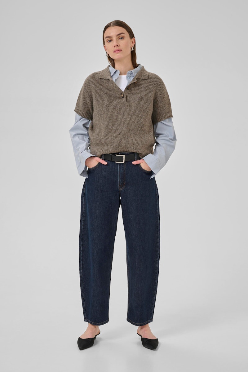 PalomaMW Knit Polo SS Brown Melange My Essential Wardrobe