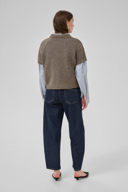 PalomaMW Knit Polo SS Brown Melange My Essential Wardrobe