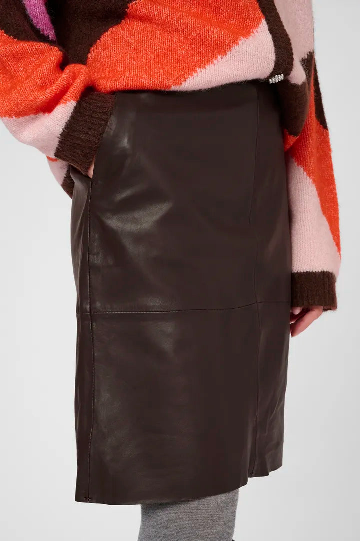 Berta Leather Skirt Coffee Bean Culture