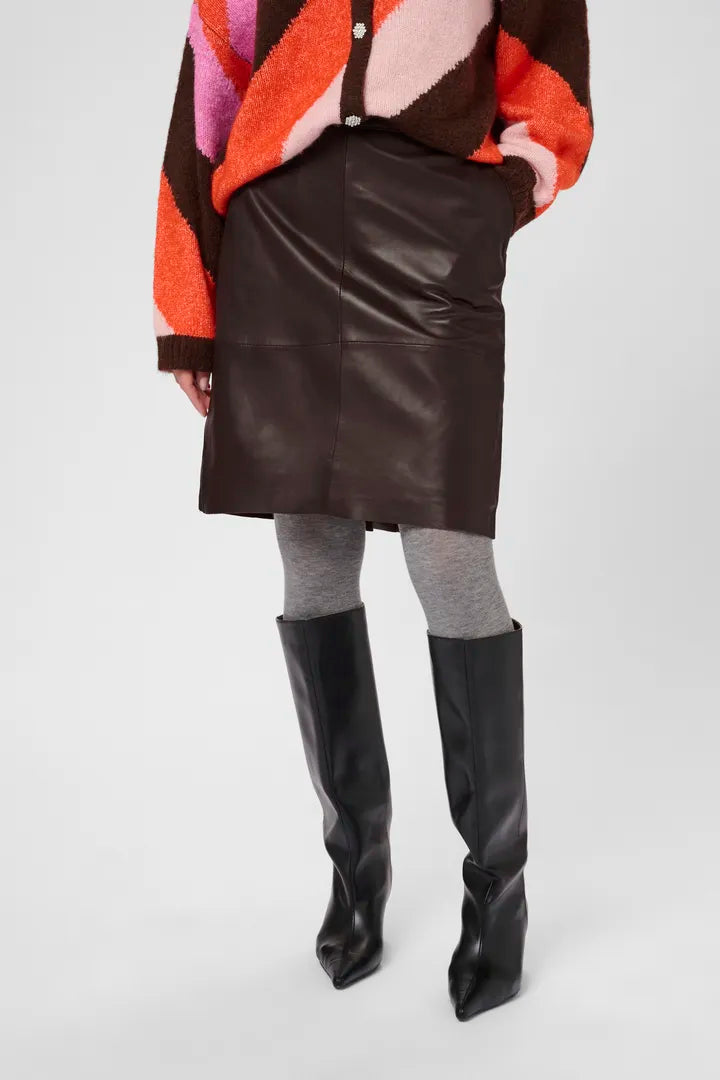 Berta Leather Skirt Coffee Bean Culture