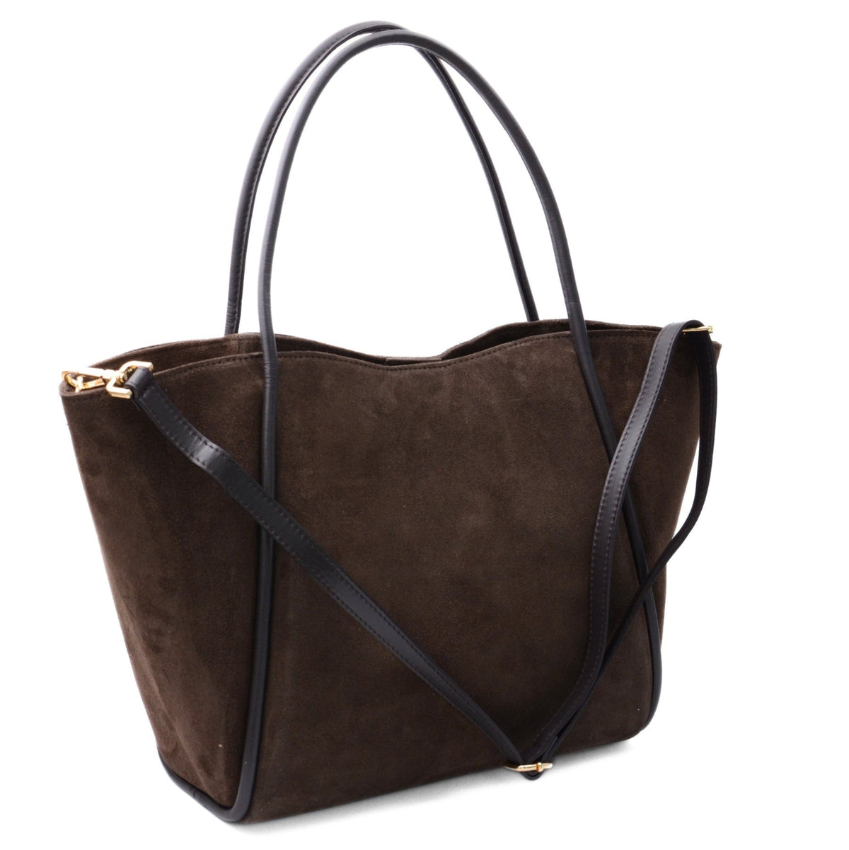 Florence XL Suede Leather Bag Dark Brown Latalia