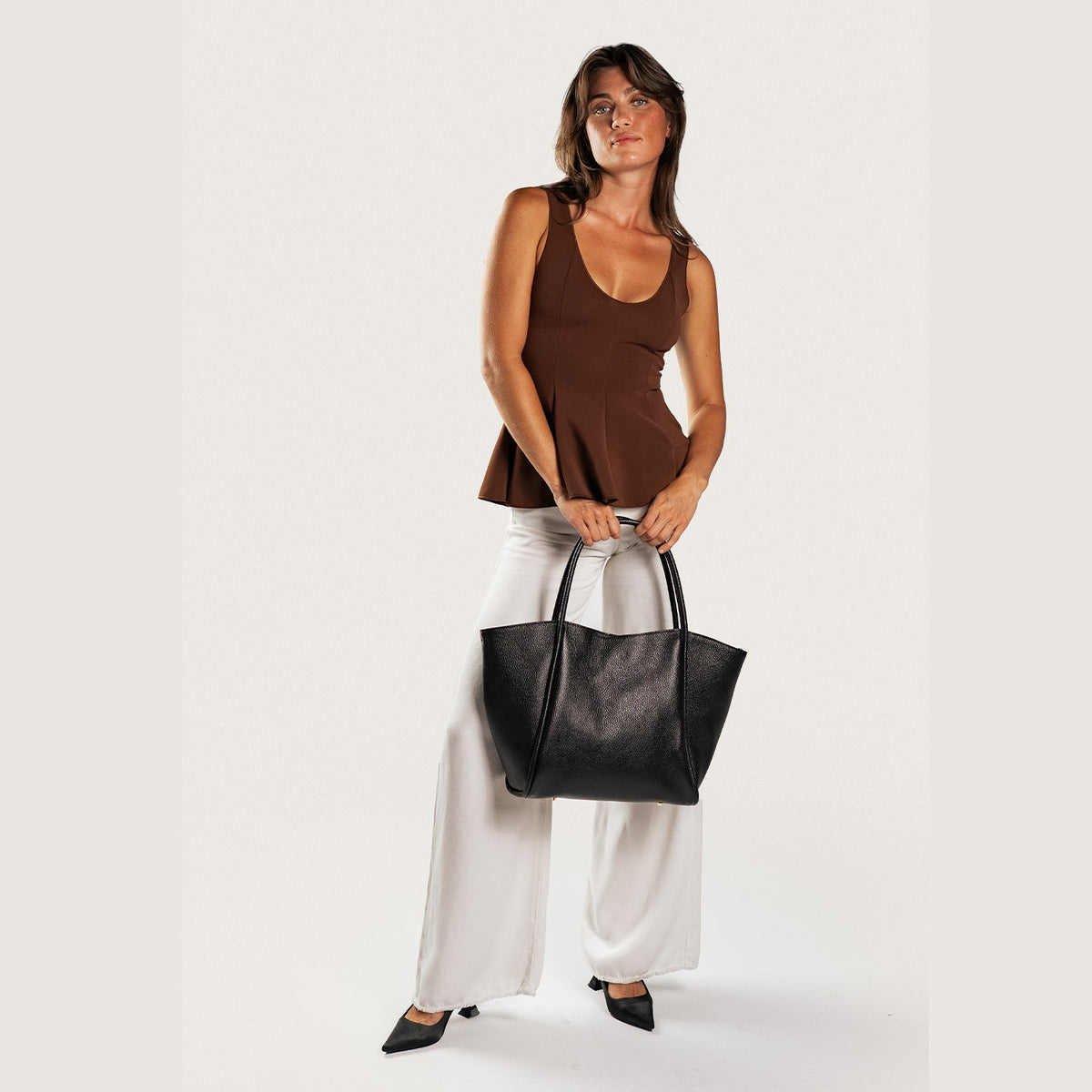 Florence XL Leather Bag Black Latalia