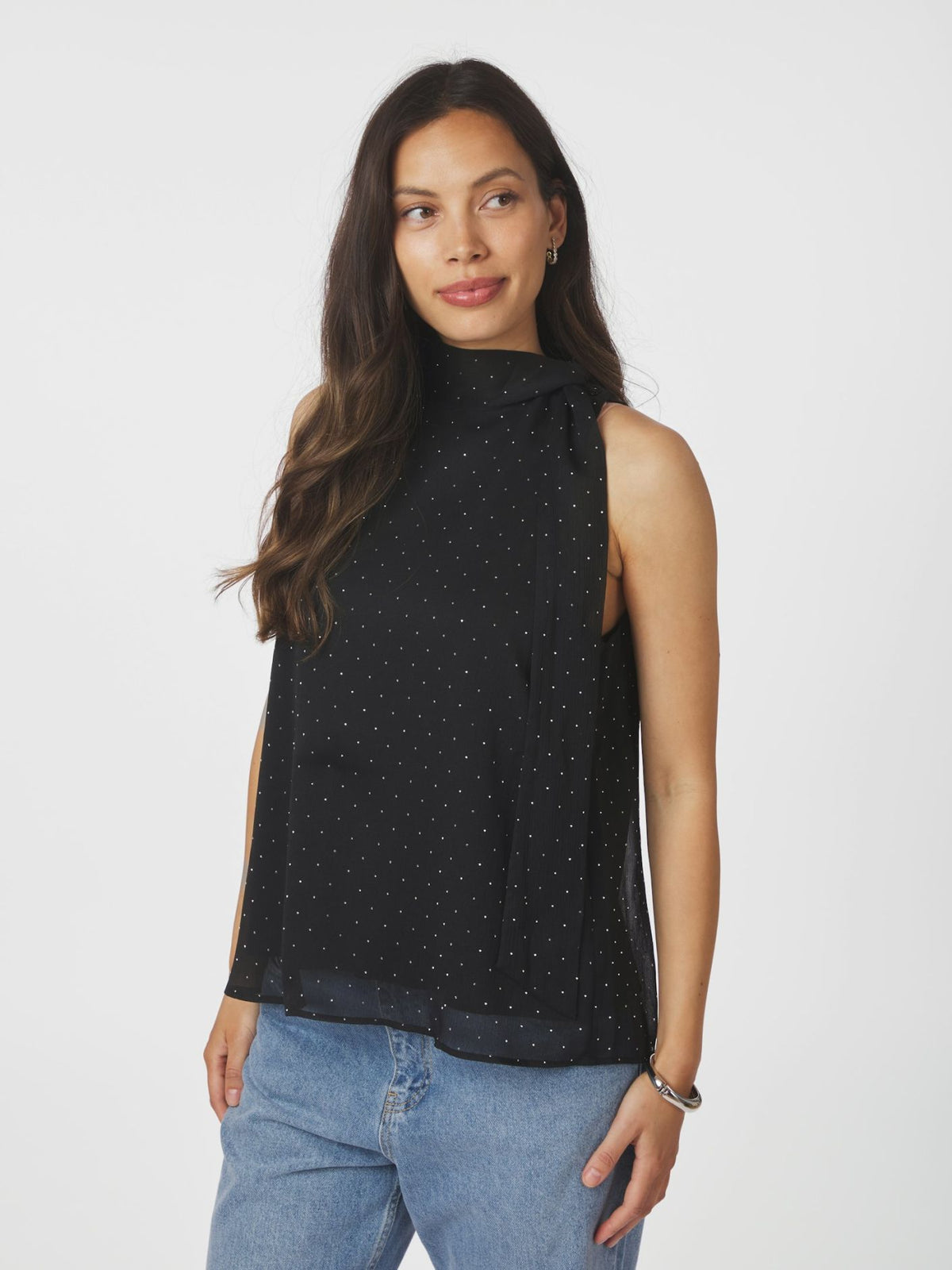 Lorelei Bedazzled Top Black Neo Noir