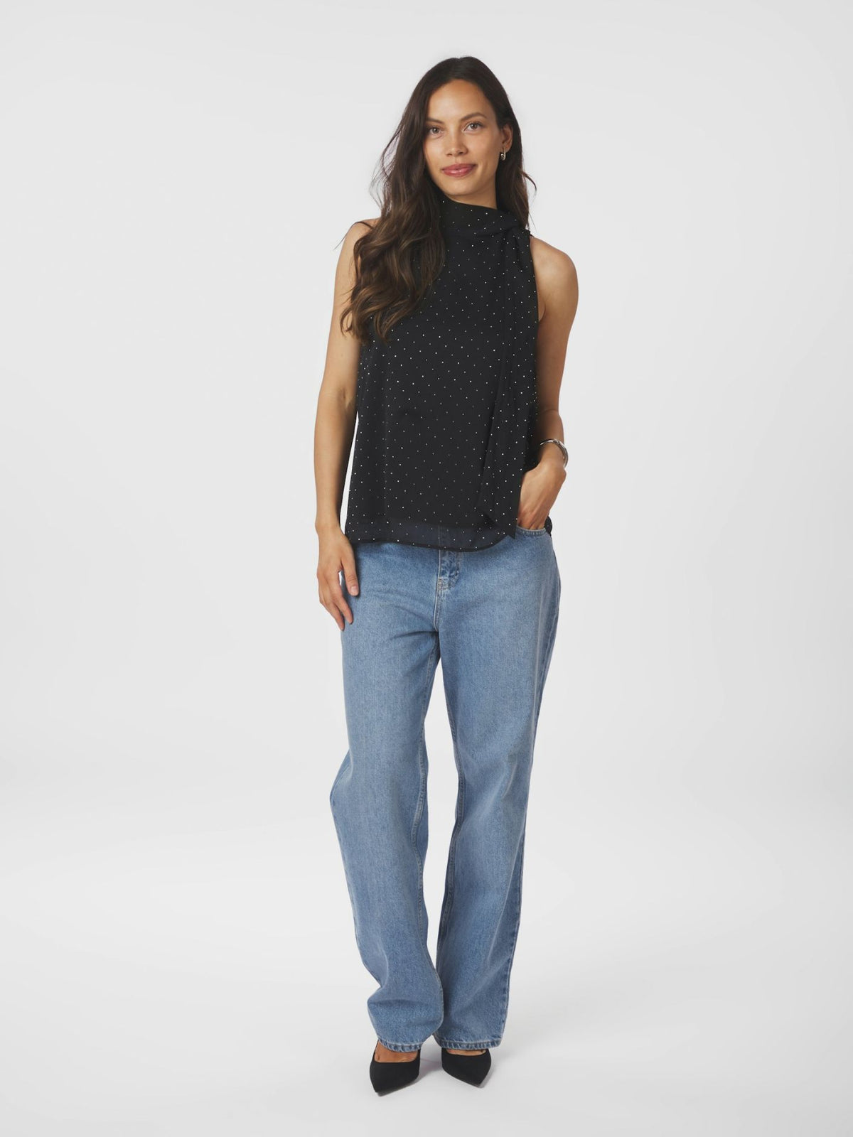 Lorelei Bedazzled Top Black Neo Noir