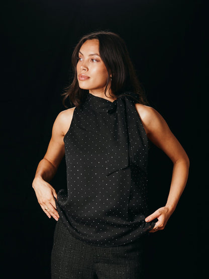 Lorelei Bedazzled Top Black Neo Noir
