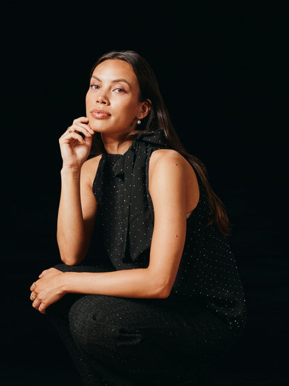Lorelei Bedazzled Top Black Neo Noir