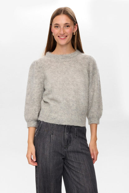 Suri Brushed SS Pullover Light Grey Mel Nümph
