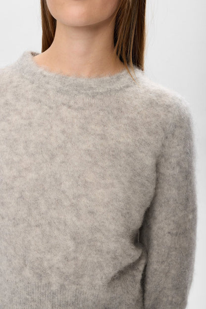 Suri Brushed SS Pullover Light Grey Mel Nümph