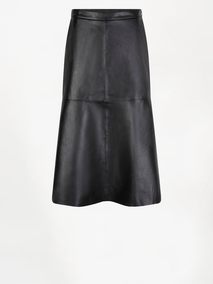 Colleen Flared Leather Skirt Raven Dante6