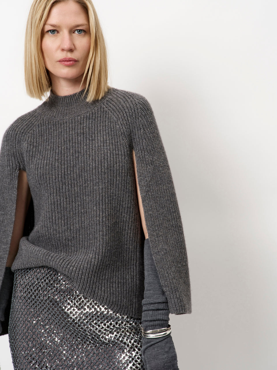 Romi Cape Sweater Granite Grey Mélange Dante6