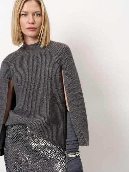 Romi Cape Sweater Granite Grey Mélange Dante6