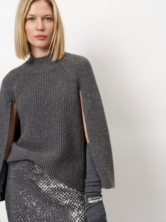 Romi Cape Sweater Granite Grey Mélange Dante6