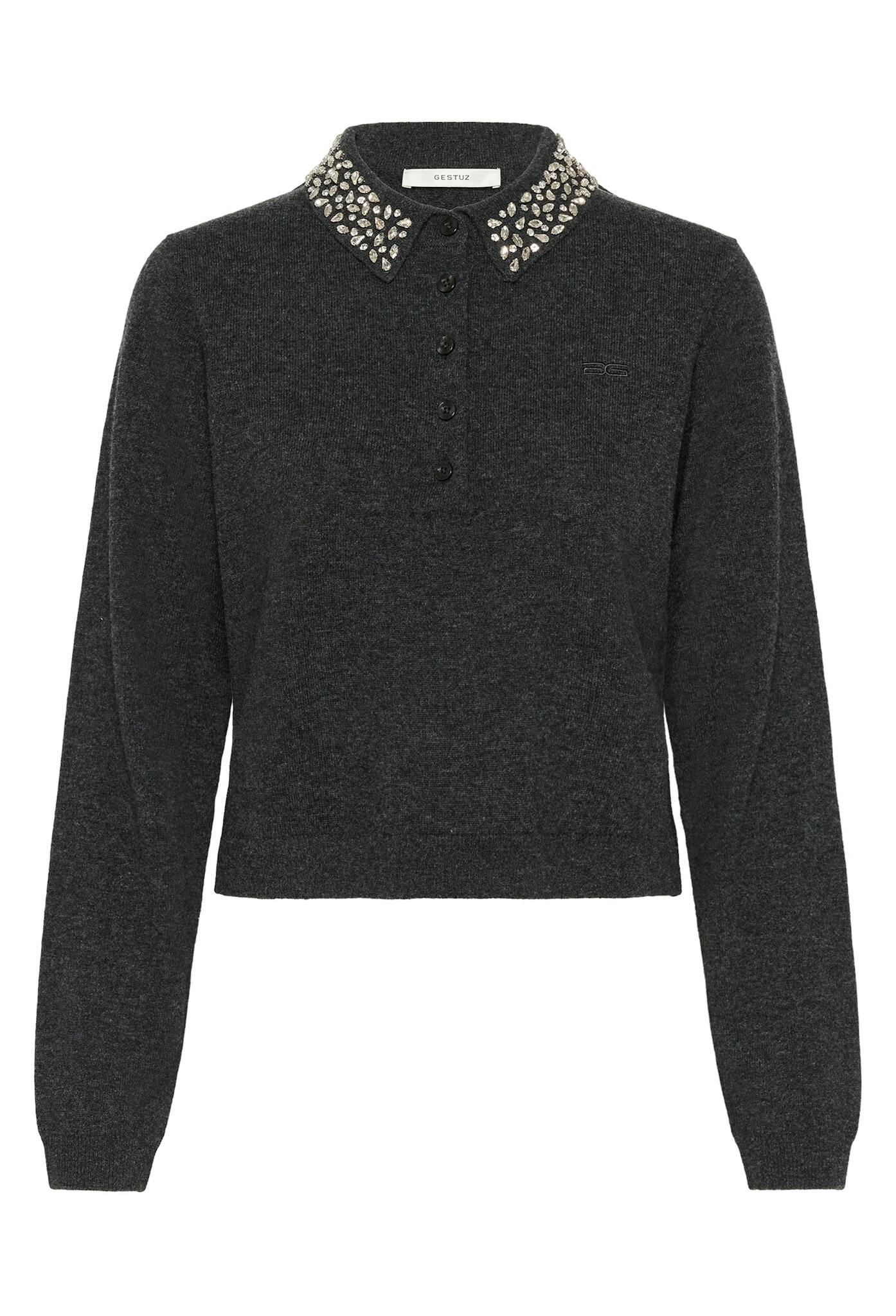 Manzi Deco Polo Pullover Deep Graphite Gestuz