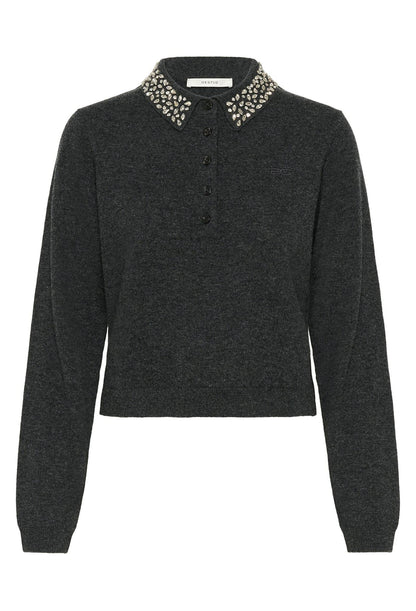 Manzi Deco Polo Pullover Deep Graphite Gestuz