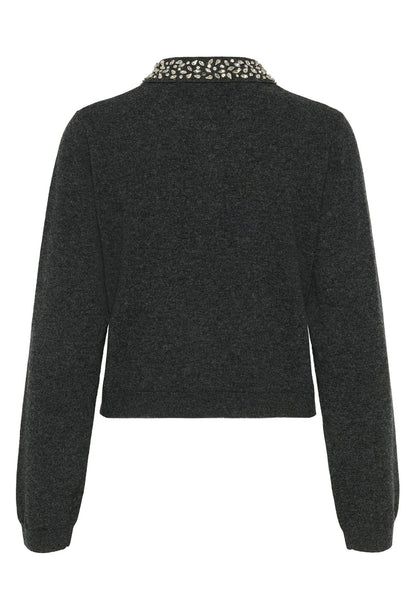 Manzi Deco Polo Pullover Deep Graphite Gestuz