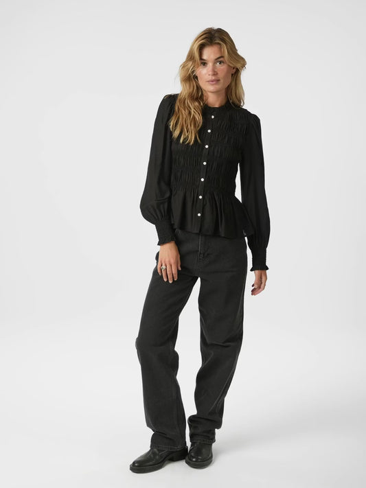 Mocca Smock Blouse Black Neo Noir