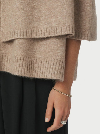 Josei Double Knit Cape Beige Melange Neo Noir