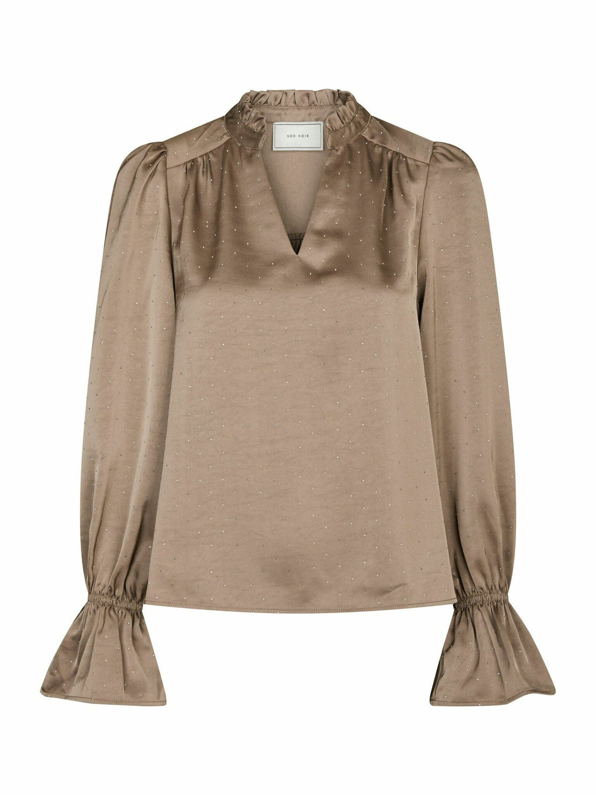 Amara Heavy Sateen Bedaz Blouse Dark Taupe Neo Noir