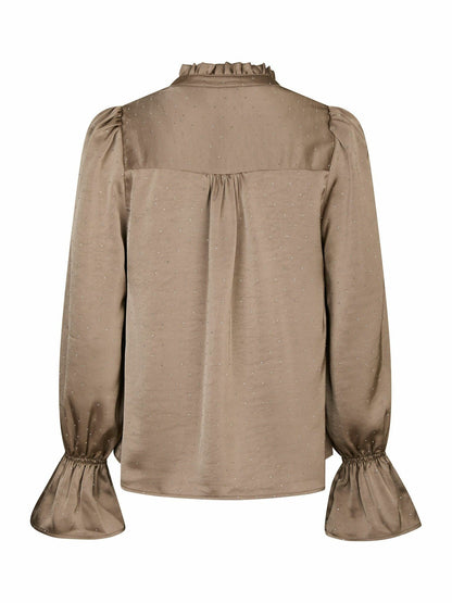 Amara Heavy Sateen Bedaz Blouse Dark Taupe Neo Noir