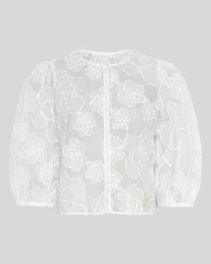 Ismene 3/4 Shirt EMB Bright White MSCH
