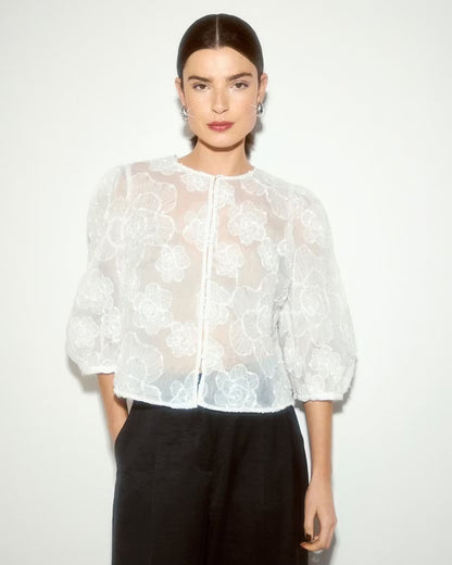 Ismene 3/4 Shirt EMB Bright White MSCH