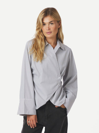 Fenli Striped Shirt Grey Neo Noir