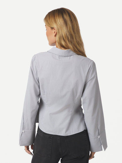 Fenli Striped Shirt Grey Neo Noir