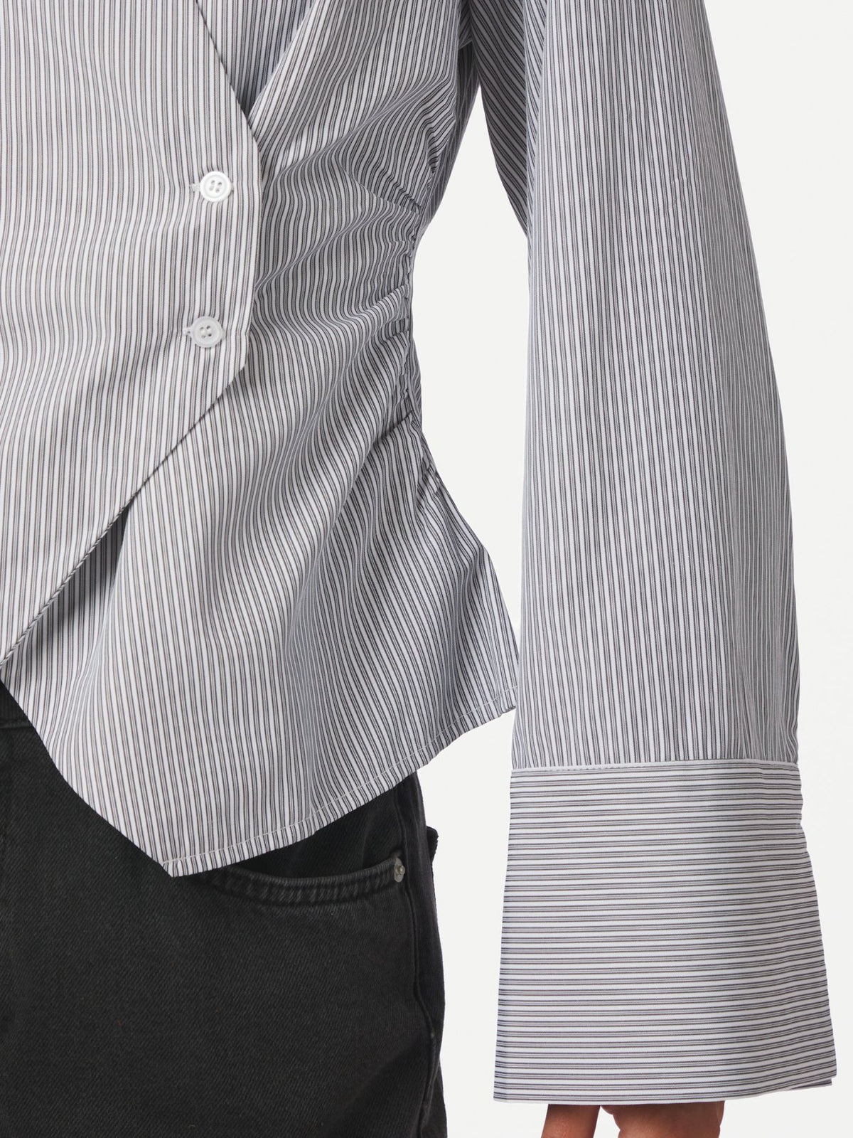 Fenli Striped Shirt Grey Neo Noir